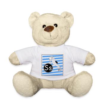 S for Seahorse - Teddy Bear - white - Front