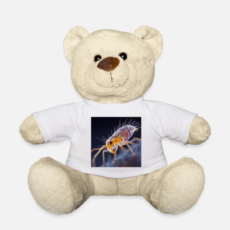 Transparenter Floh – Goldene Insekten Makro Kunst - Teddy - Weiß
