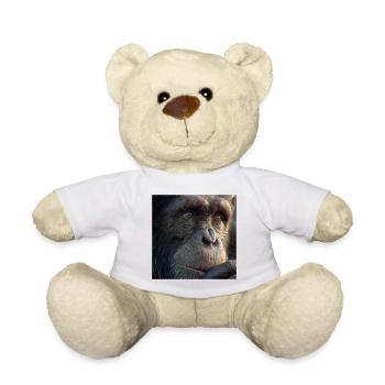 Schimpanse Porträt – Realistischer Affe Fokus - Teddy - Weiß - Vorne