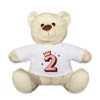 2e anniversaire Petite Princesse Couronne - Nounours - blanc - Devant