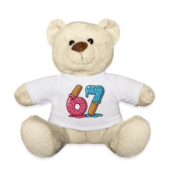 Six Seven Funny Kids Meme - Teddy Bear - white - Front