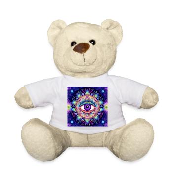 Auge im farbigen Mandala - Teddy - Weiß - Vorne