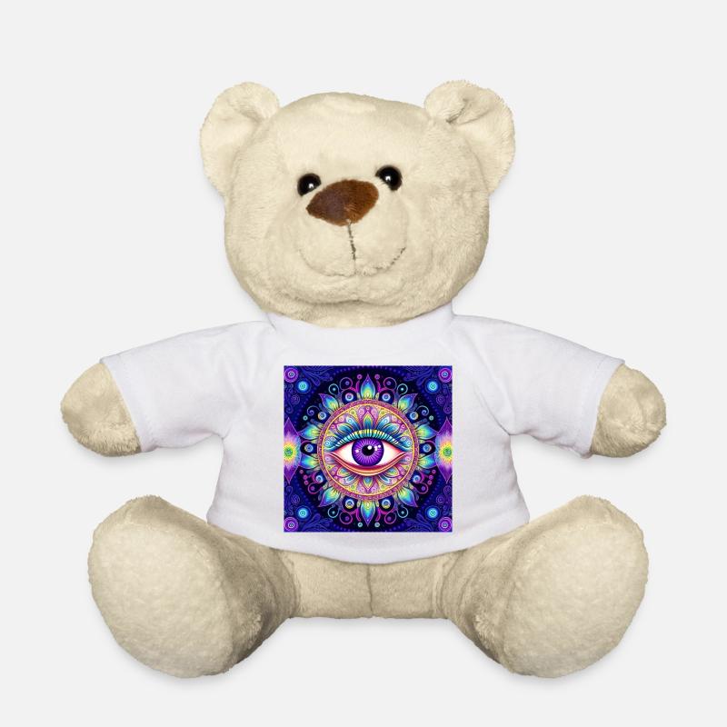 Œil dans un mandala coloré - Nounours - blanc