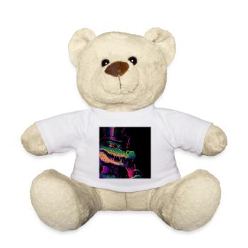 Neon Gentleman Krokodil mit Zylinder & Drink - Teddy - Weiß - Vorne