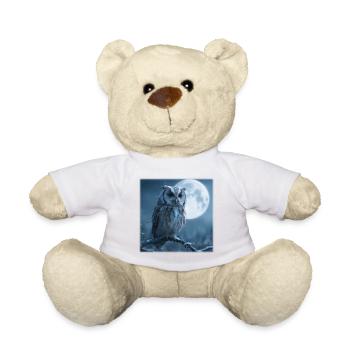 Snow Owl Full Moon Magical Winter Night - Teddy Bear - white - Front