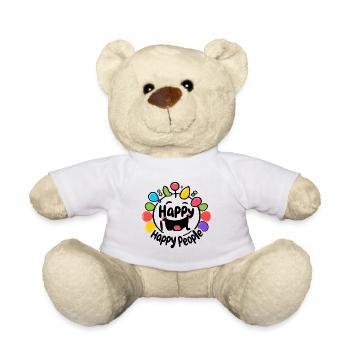 Colorful Laughing Faces Balloon Circle - Teddy Bear - white - Front