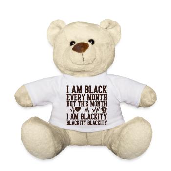 Blackity Black Month Heartbeat Fist - Teddy Bear - white - Front