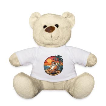 Lustiger Tiger am Strand, Sommerurlaub Sonnenuntergang - Teddy - Weiß - Vorne