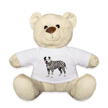 Pitbull en style zèbre : design hybride urbain sympa - Nounours - blanc - Devant