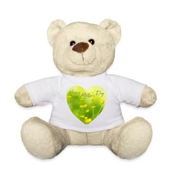 Herz mit Blumen zum Muttertag Geschenk Muttertag - Teddy - Weiß - Vorne