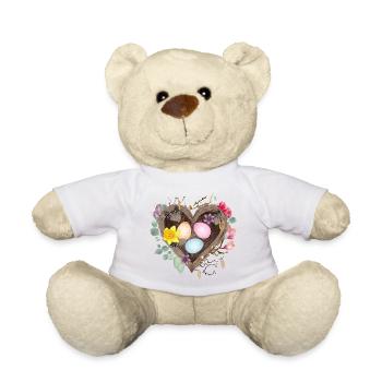 Heart-shaped nest with colorful Easter eggs - Teddy Bear - white - Front