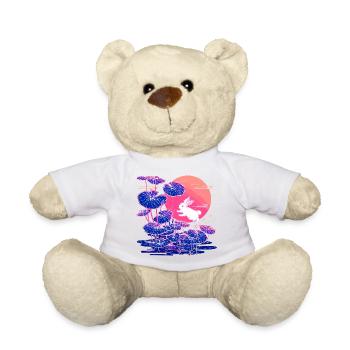Neon bunny lotus forest in the evening light - Teddy Bear - white - Front