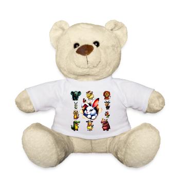 Happy Cartoon Animals Bunny Design - Nounours - blanc - Devant
