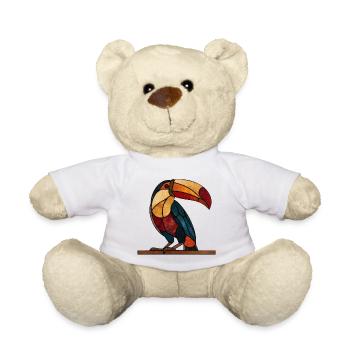 Tukan im Glasmosaik-Stil Kunstvolles Vogel Design - Teddy - Weiß - Vorne