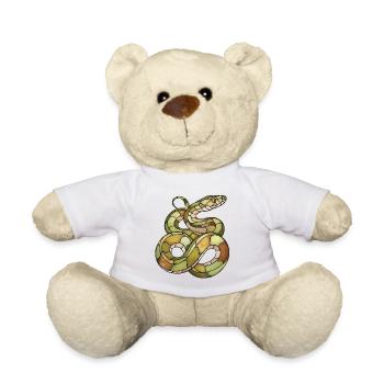 Elegant Mosaic Snake: Stained Glass Reptile Art - Teddy Bear - white - Front