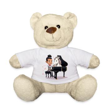Pianiste et licorne sous les projecteurs - Nounours - blanc - Devant