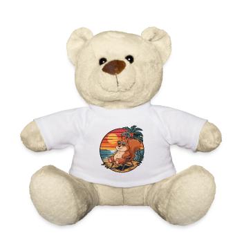 Funny Squirrel on Beach Summer Vacation Sunset - Teddy Bear - white - Front