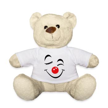 Fröhliches Clown Gesicht Karneval Fasnet Fasching - Teddy - Weiß - Vorne