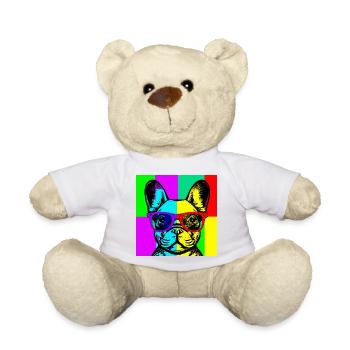 Pop Art Pup  - Teddy Bear - white - Front