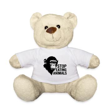 Stop Eating Animals – Schimpansen-Design - Teddy - Weiß - Vorne