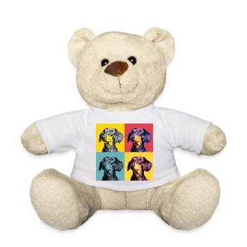 Pop Art Dachshund Quad - Teddy Bear - white - Front