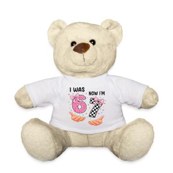 Ich war 6 jetzt bin ich 7 - siebter Geburtstag - Teddy Bear - white - Front