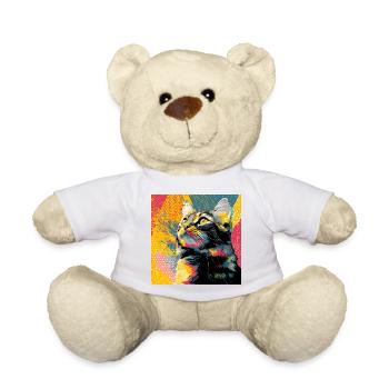 Portrait vif du chat pop - Nounours - blanc - Devant