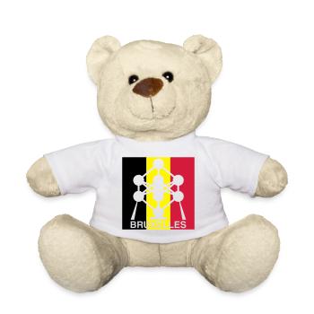 Atomium Brussels – Belgian Flag Square Design - Teddy Bear - white - Front