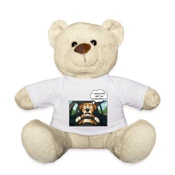 Cartoon-Hund am Steuer, Fahranfänger - Teddy - Weiß - Vorne
