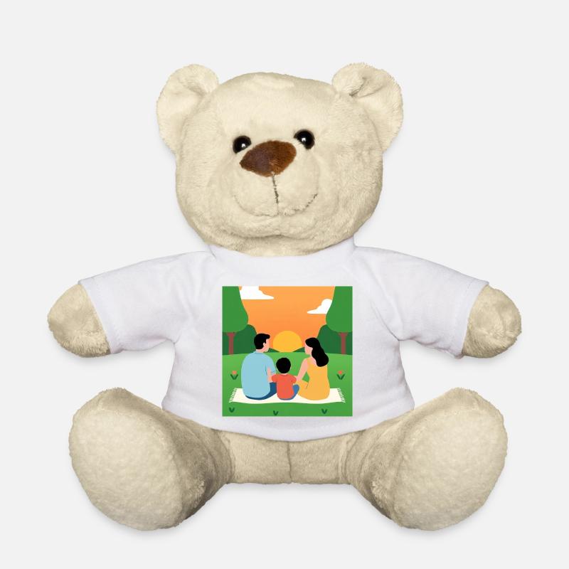Coucher de soleil avec la famille - Nounours - blanc