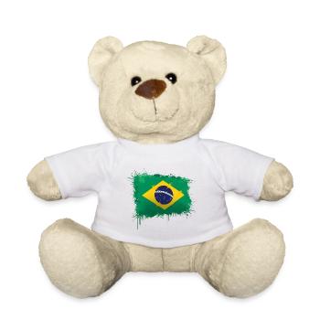 Brasilien Flagge Kunst - Brazil Waving Flag Design - Teddy - Weiß - Vorne