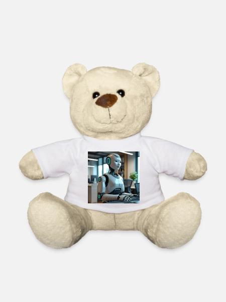 Humanoid robot in blue office - Teddy Bear - white