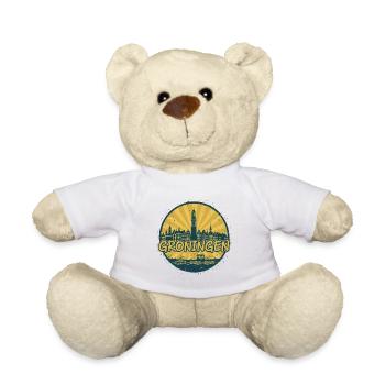 Insigne vintage de la Skyline de la ville de Groningen - Nounours - blanc - Devant