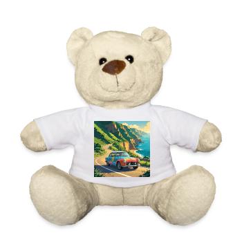 Vintage Coastal Travel - Teddy Bear - white - Front