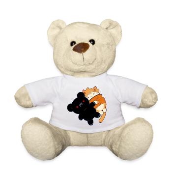 Anime Design Cute Red Cat with Teddy Bear - Teddy Bear - white - Front