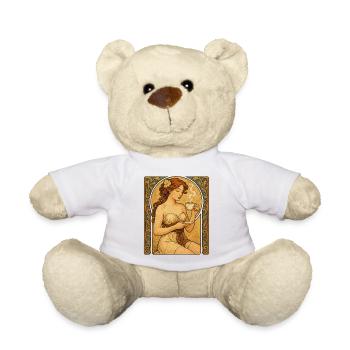 Pin-Up Frau mit Kaffee im Art-Nouveau-Stil - Teddy - Weiß - Vorne