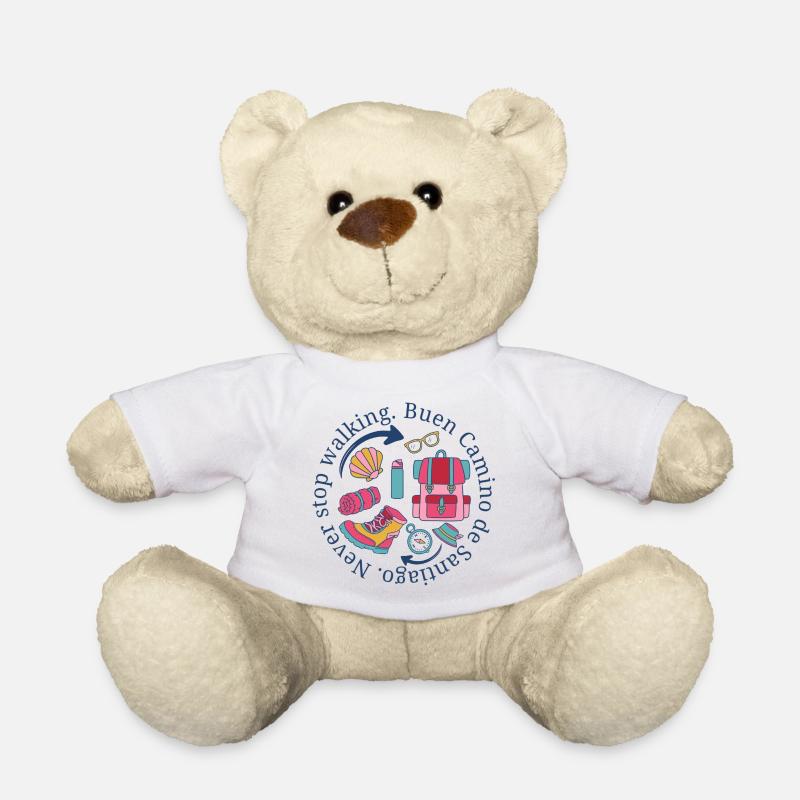Buen Camino de Santiago Never Stop Walking Emblem - Teddy - Weiß