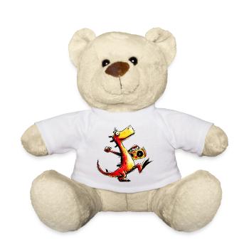 Cool Retro Dino Boombox Design - Teddy Bear - white - Front