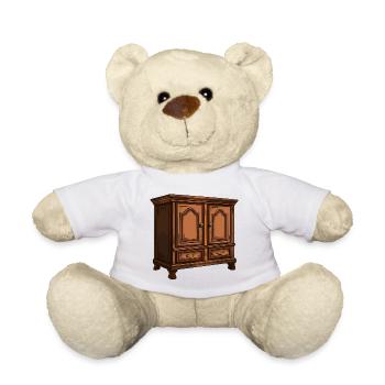 Illustration vintage d’armoire en bois - Nounours - blanc - Devant