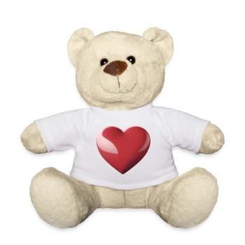 Heart Gloss Red – Heart Symbol Pattern - Teddy Bear - white - Front