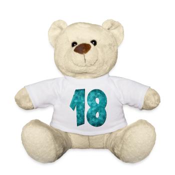 Number Eighteen - 18th Birthday - Teddy Bear - white - Front