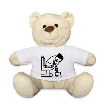 Lustiger Mann auf Toilette WC Humor - Teddy - Weiß - Vorne