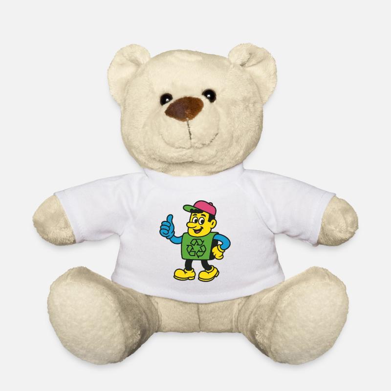 Recycle Hero Mascot Tee - Teddy Bear - white