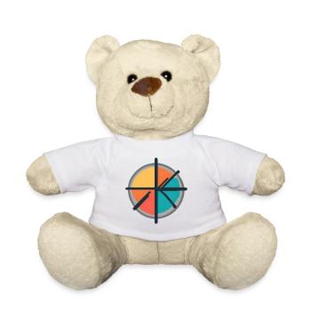 Minimal Geometric Circle Emblem - Teddy Bear - white - Front