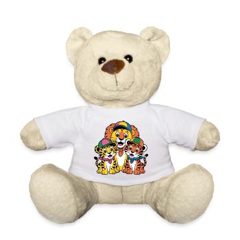 Fröhliche Tierfreunde Trio Löwe Tiger Leopard - Teddy - Weiß - Vorne
