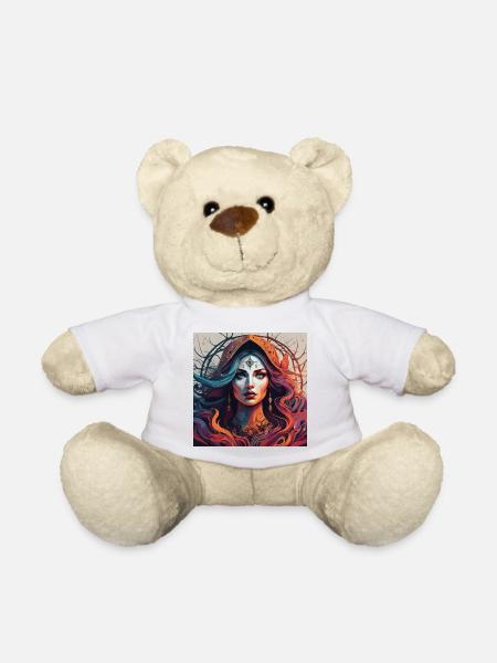 Third Eye magic. Fiery Mystic Portrait - Teddy Bear - white
