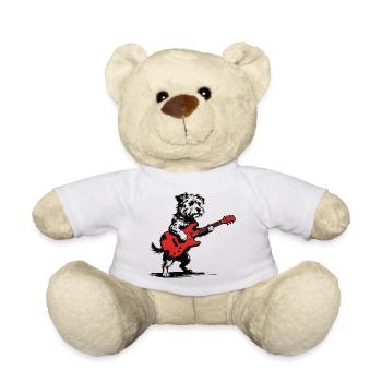 Yorkie Rocker: Vintage Hund mit Gitarre Design - Teddy - Weiß - Vorne
