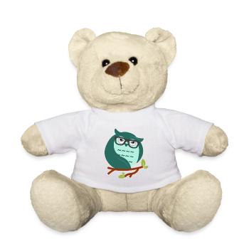 Cartoon-Eule mit schicke Brille - Teddy - Weiß - Vorne