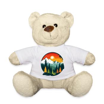 Mountains Forest Mountains Panoramic View Nature Circle Motif - Teddy Bear - white - Front