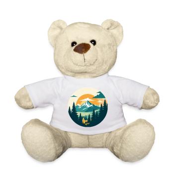 Berge Bergwald Hochgebirge Hiking Kreis Motiv - Teddy - Weiß - Vorne